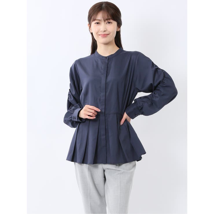 タック 前開き 長袖ブラウス[品番：TKQJ0025007]｜TAKA-Q WOMEN