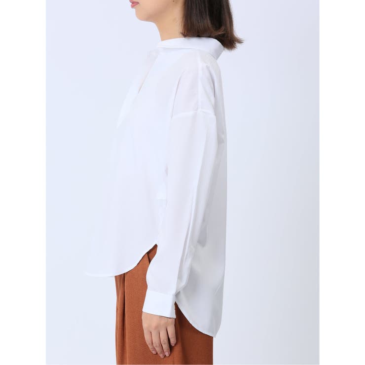 【WEB限定】形態安定 スキッパープルオーバー長袖ブラウス | TAKA-Q WOMEN | 詳細画像6 