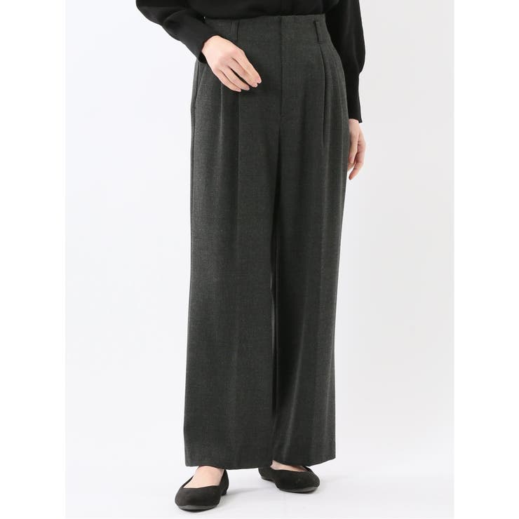 95モノトーン | ストレッチ 両面起毛 ツータック ワイドパンツ | TAKA-Q WOMEN