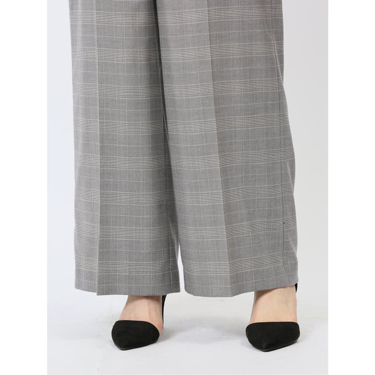 ストレッチウォッシャブル ボタン付き グレンチェック柄ワイドパンツ(セットアップ… | TAKA-Q WOMEN | 詳細画像11 