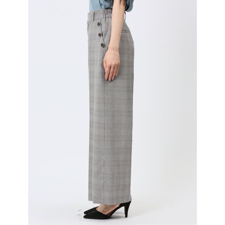 ストレッチウォッシャブル ボタン付き グレンチェック柄ワイドパンツ(セットアップ… | TAKA-Q WOMEN | 詳細画像7 