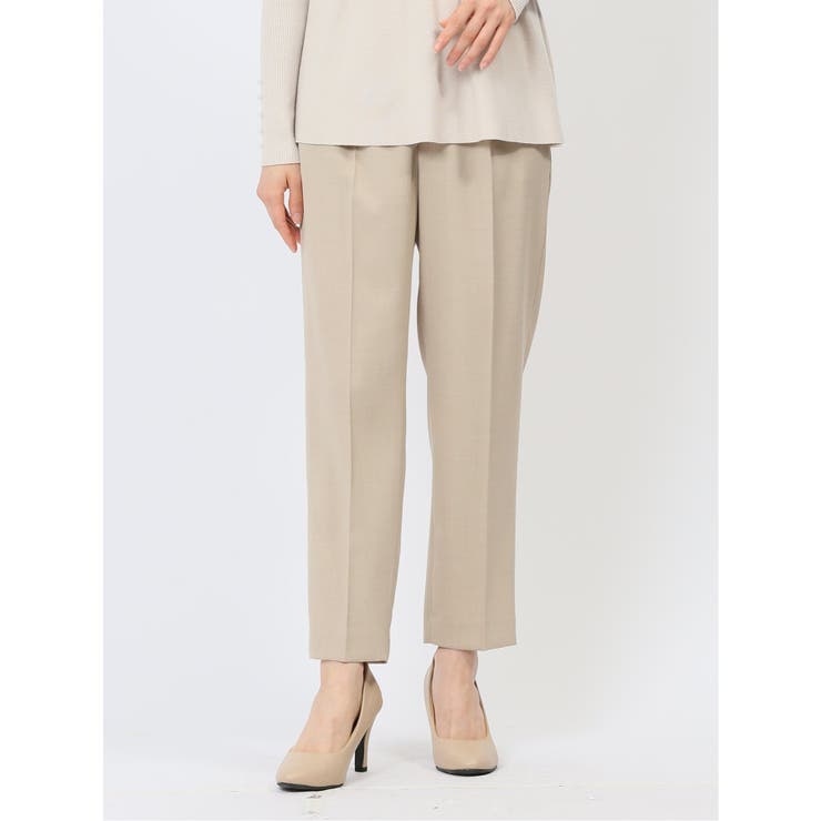 33ベージュ | ベルト付き タックテーパードパンツ | TAKA-Q WOMEN