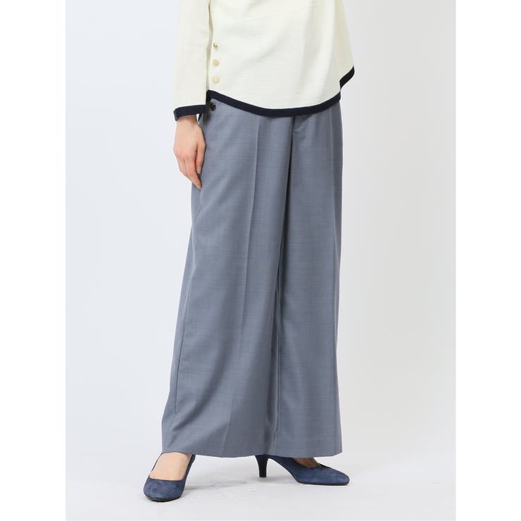 70青 | ボタン付き 無地ワイドパンツ | TAKA-Q WOMEN