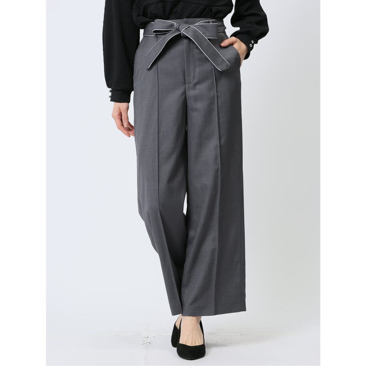 06グレー | リボンベルト付き ワイドパンツ | TAKA-Q WOMEN