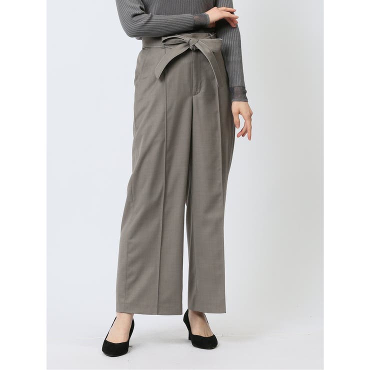 33ベージュ | リボンベルト付き ワイドパンツ | TAKA-Q WOMEN