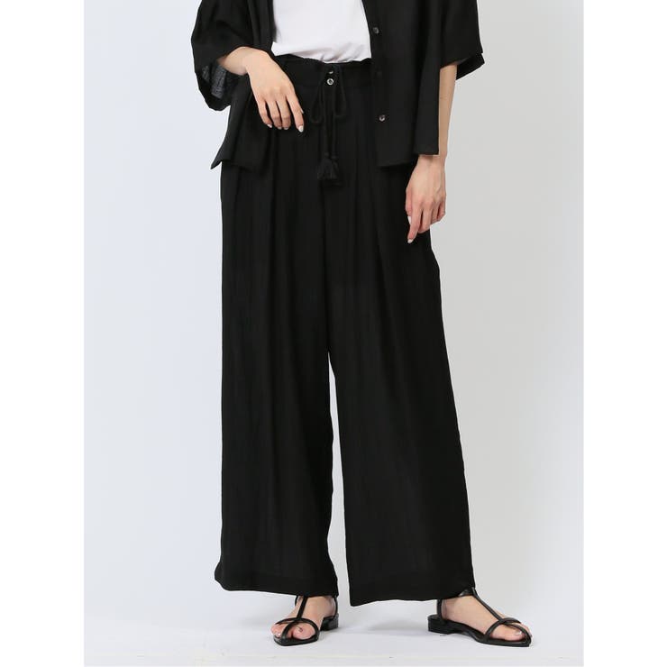 05黒 | ハンチ/HUNCH COOL TOUCH タックストレートパンツ | TAKA-Q WOMEN