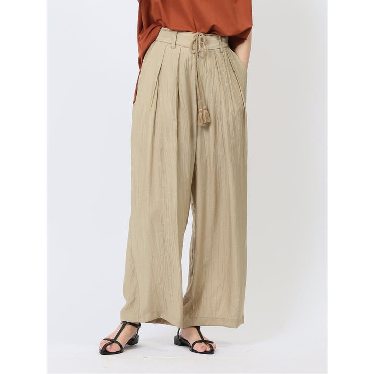 33ベージュ | ハンチ/HUNCH COOL TOUCH タックストレートパンツ | TAKA-Q WOMEN