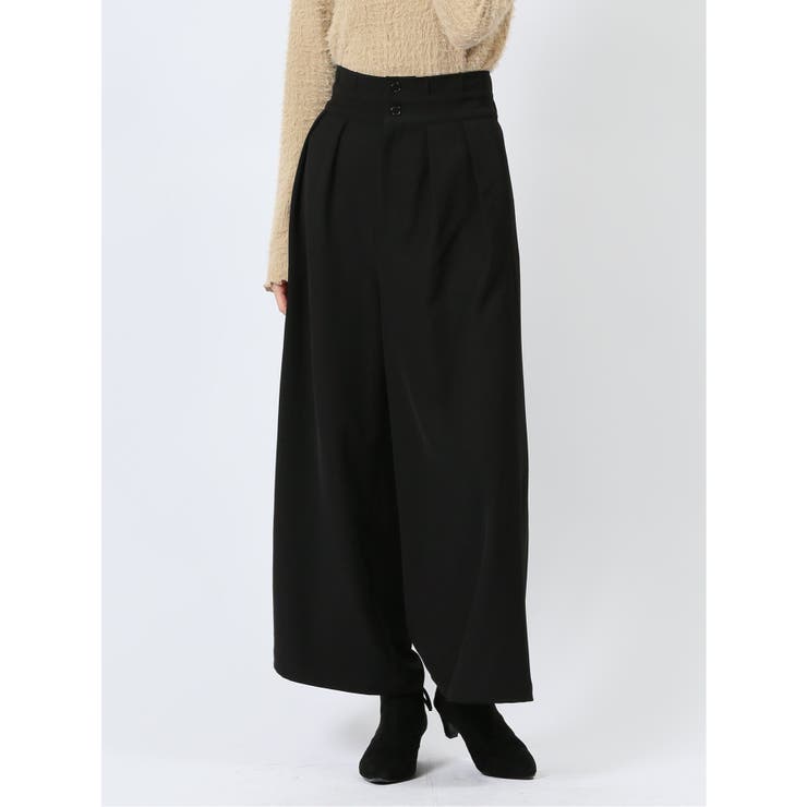 05黒 | ウエストデザイン ワイドパンツ | TAKA-Q WOMEN