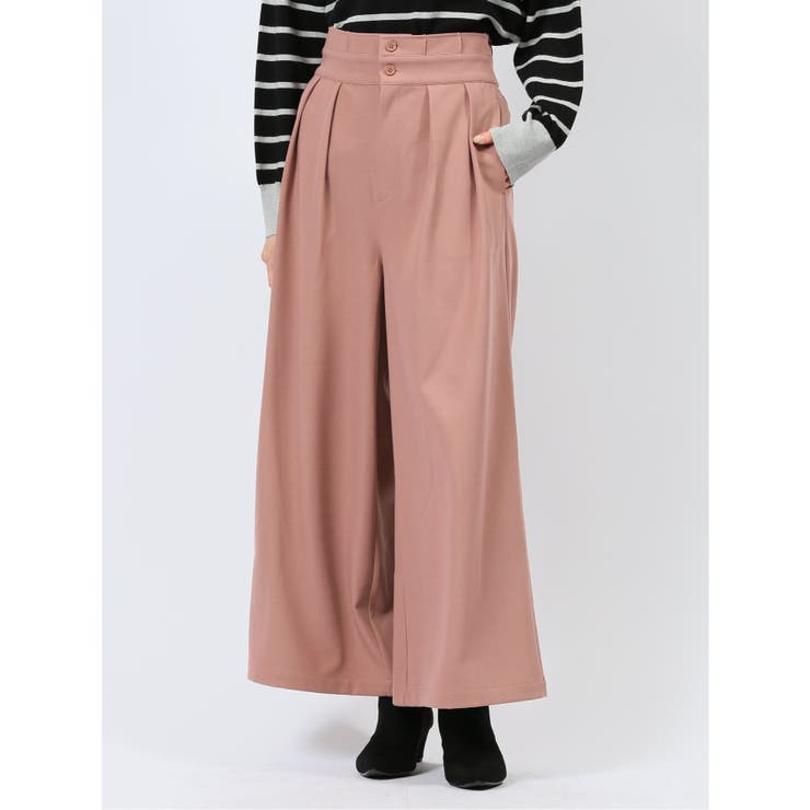 11ピンク | ウエストデザイン ワイドパンツ | TAKA-Q WOMEN