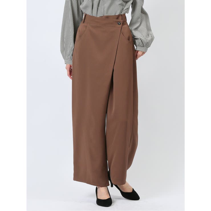 30茶 | アシメラップ風 ワイドパンツ | TAKA-Q WOMEN