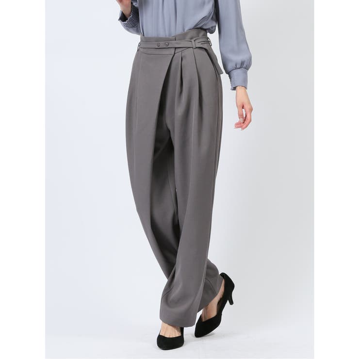 06グレー | 共ベルト付き ラップパンツ | TAKA-Q WOMEN