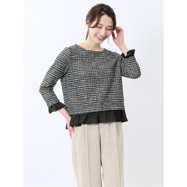 カットツイード レイヤード風プルオーバー | TAKA-Q WOMEN | 詳細画像1 