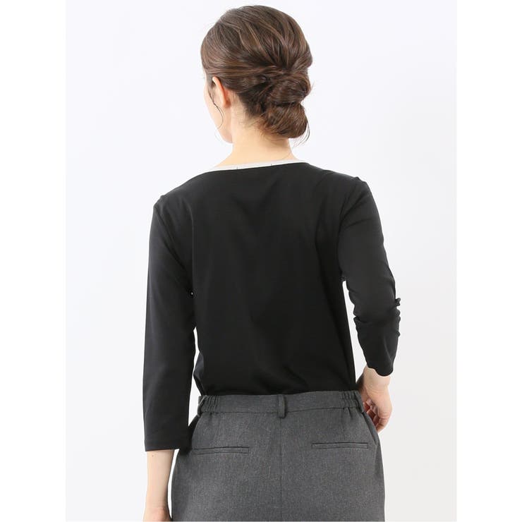 綿スムス 配色 7分袖Tシャツ | TAKA-Q WOMEN | 詳細画像21 