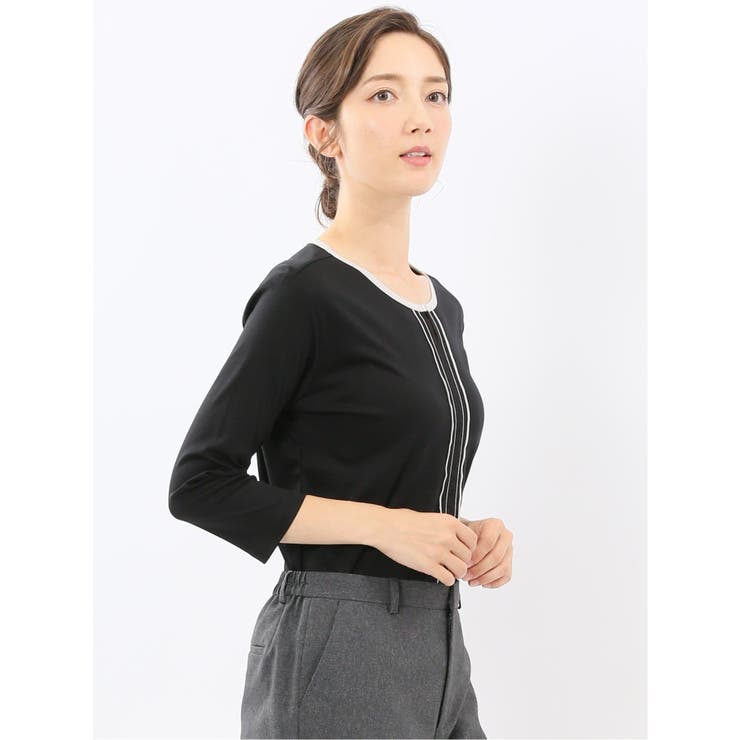 綿スムス 配色 7分袖Tシャツ | TAKA-Q WOMEN | 詳細画像22 