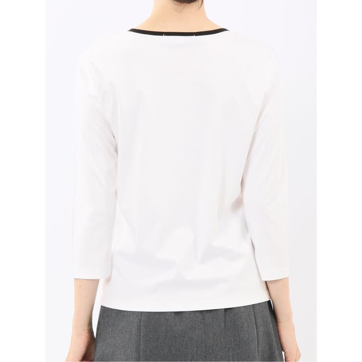 綿スムス 配色 7分袖Tシャツ | TAKA-Q WOMEN | 詳細画像8 