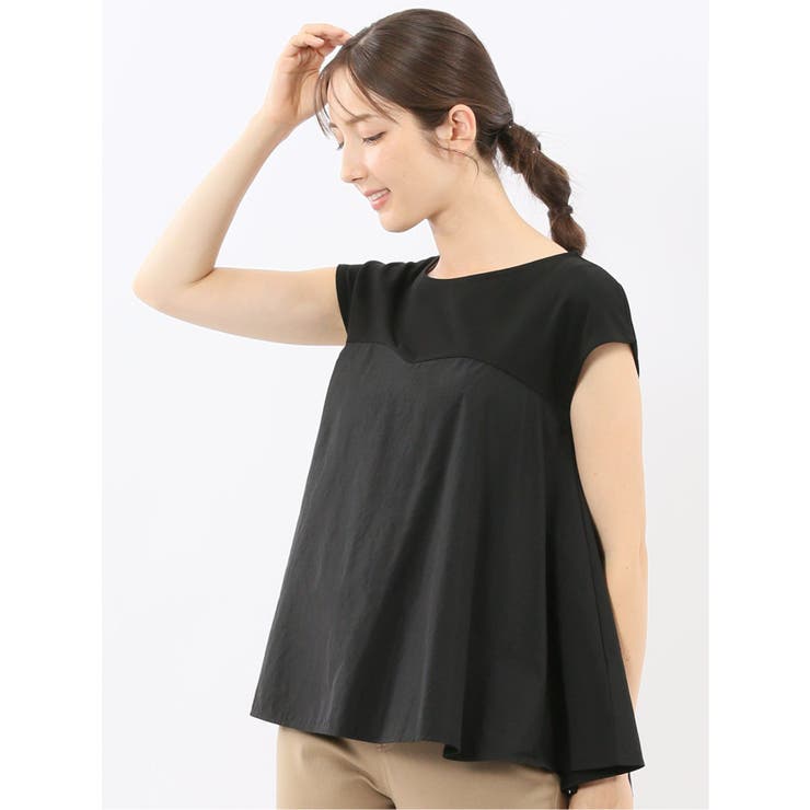 05黒 | ビスチェ風切替 ペプラムプルオーバー | TAKA-Q WOMEN