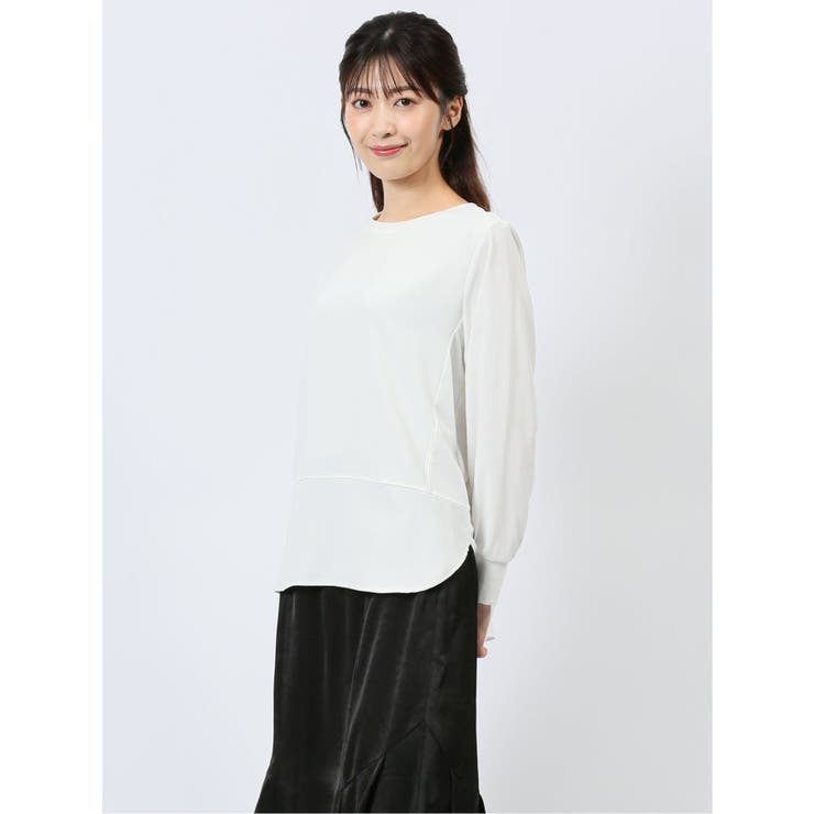 異素材切替 長袖プルオーバー | TAKA-Q WOMEN | 詳細画像1 