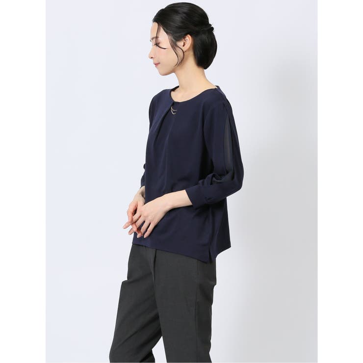 カットジョーゼット 7分袖 クループルオーバー | TAKA-Q WOMEN | 詳細画像12 