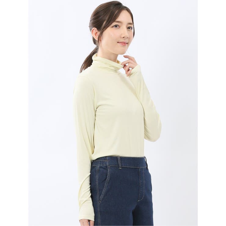 吸湿発熱 シアーテレコ タートルネック プルオーバー | TAKA-Q WOMEN | 詳細画像22 