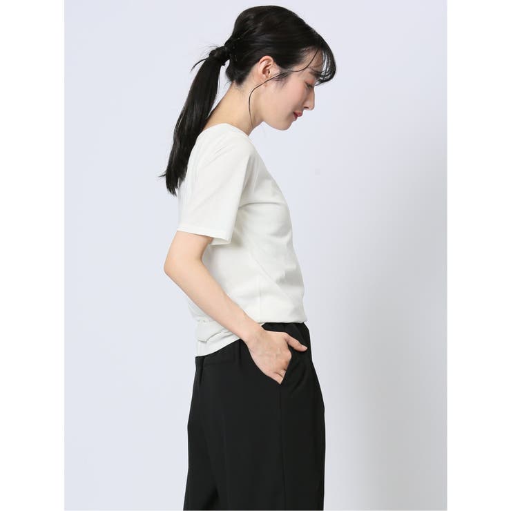 シルケット天竺 ハシゴレース半袖プルオーバー | TAKA-Q WOMEN | 詳細画像4 