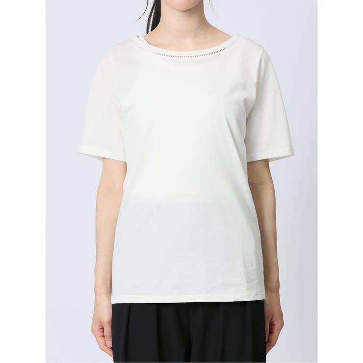 シルケット天竺 ハシゴレース半袖プルオーバー | TAKA-Q WOMEN | 詳細画像6 