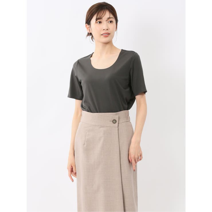 06グレー | シルケットポンチ クルーネック半袖Tシャツ | TAKA-Q WOMEN