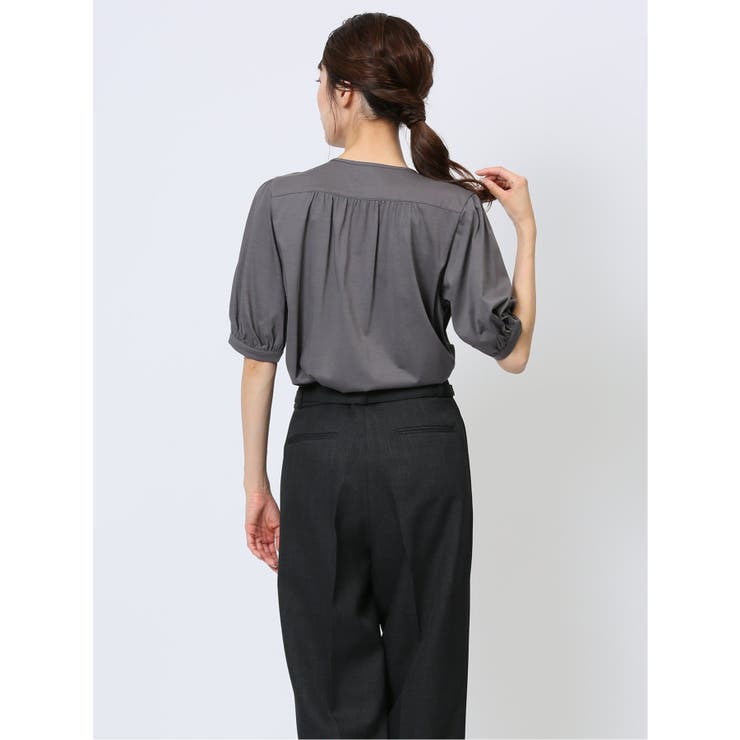 比翼 クルーネック 半袖ブラウソー | TAKA-Q WOMEN | 詳細画像3 