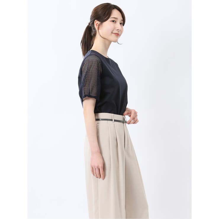 レース切替 クルーネック 半袖プルオーバー | TAKA-Q WOMEN | 詳細画像24 