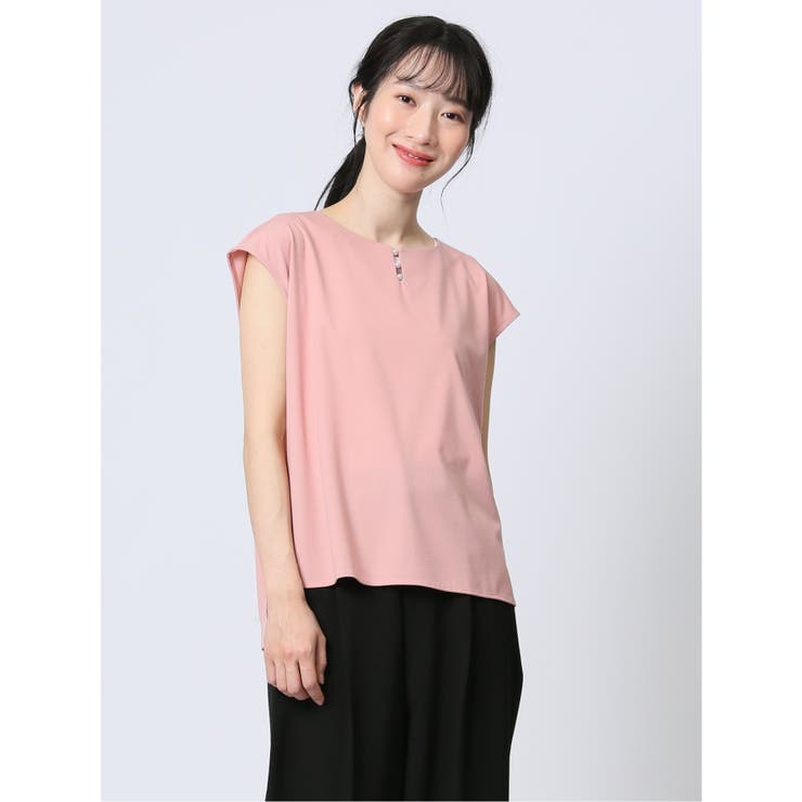 11ピンク | 接触冷感 フェイクパール付きプルオーバー | TAKA-Q WOMEN