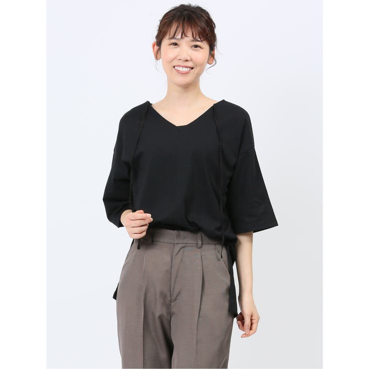 05黒 | ハンチ/HUNCH USAコットン 前後2WAY カットソー | TAKA-Q WOMEN