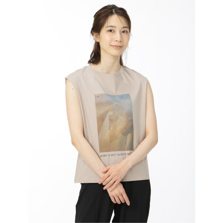 33ベージュ | 転写プリント フレンチスリーブプルオーバー | TAKA-Q WOMEN