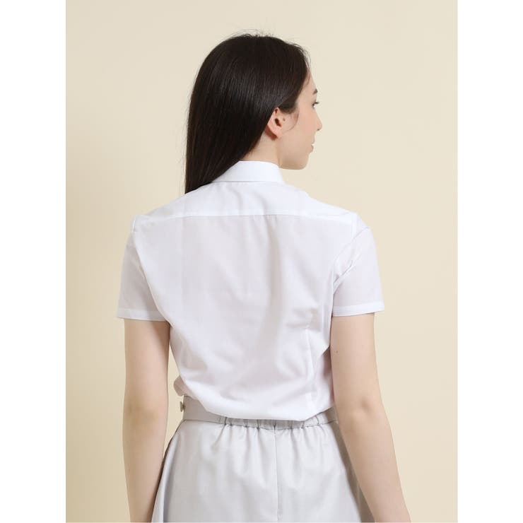 【白無地】形態安定レギュラーカラー ブロード半袖シャツ | TAKA-Q WOMEN | 詳細画像3 