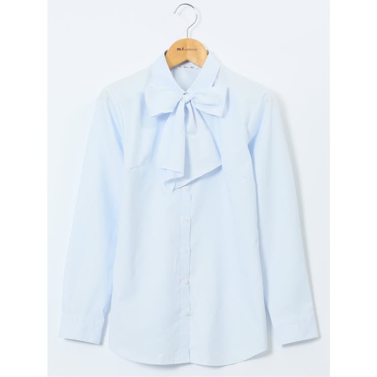 73サックス | うれしい高機能 リボン脱着 長袖シャツ | TAKA-Q WOMEN