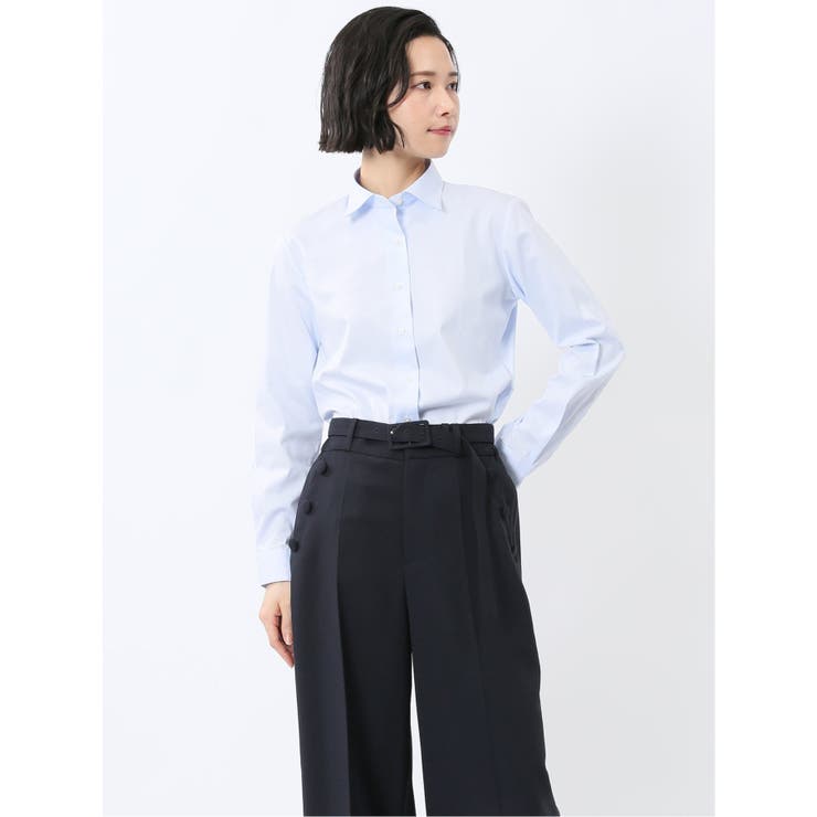 73サックス | 嬉しい機能 レギュラーカラー 長袖シャツ サックス | TAKA-Q WOMEN