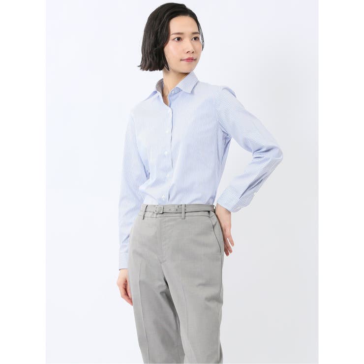 嬉しい機能 レギュラーカラー 長袖シャツ ストライプ | TAKA-Q WOMEN | 詳細画像1 