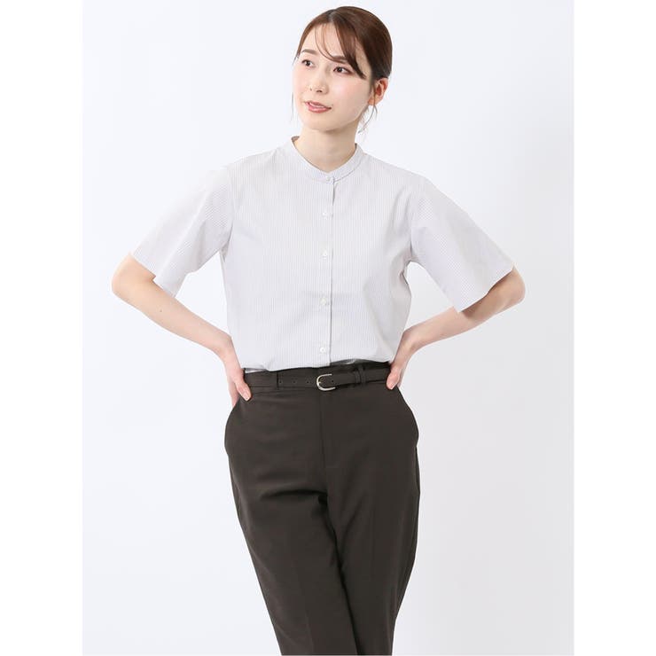 嬉しい機能 スタンドカラー 半袖シャツ | TAKA-Q WOMEN | 詳細画像1 