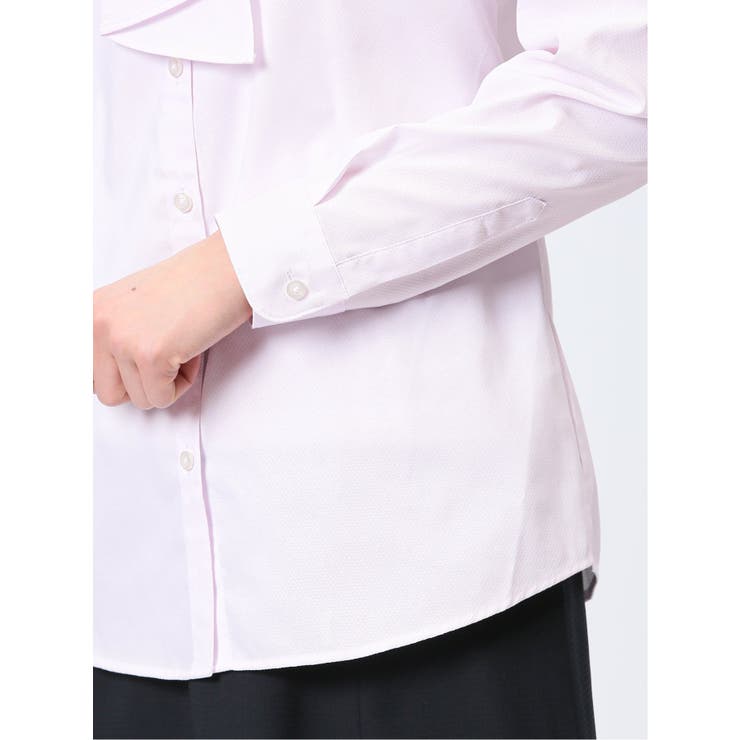 透け防止 形態安定 ボウタイ脱着 長袖シャツ | TAKA-Q WOMEN | 詳細画像21 