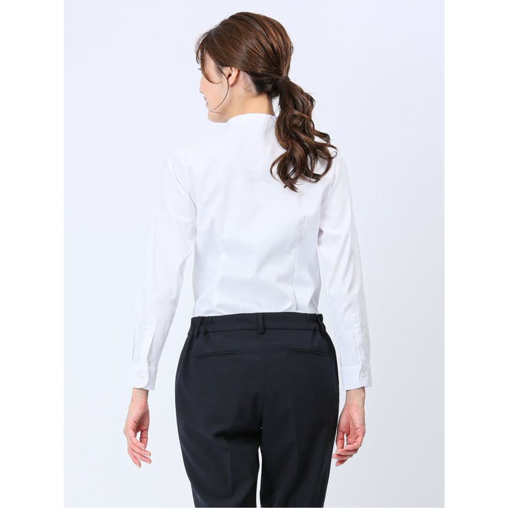 透け防止 形態安定 ボウタイ脱着 長袖シャツ | TAKA-Q WOMEN | 詳細画像3 