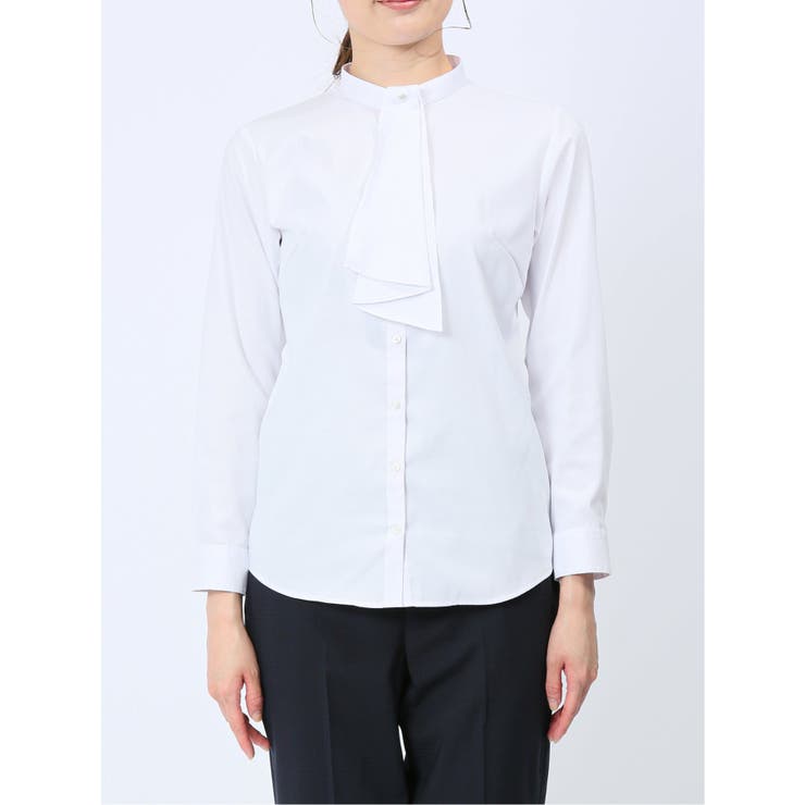 透け防止 形態安定 ボウタイ脱着 長袖シャツ | TAKA-Q WOMEN | 詳細画像5 