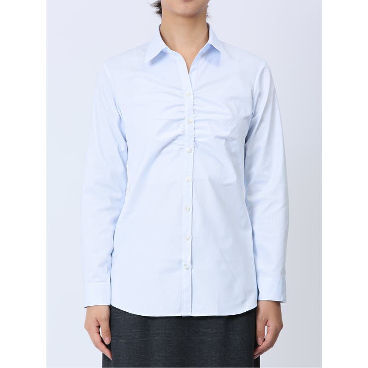 【WEB限定】形態安定ストレッチ ギャザースキッパー長袖シャツ | TAKA-Q WOMEN | 詳細画像21 