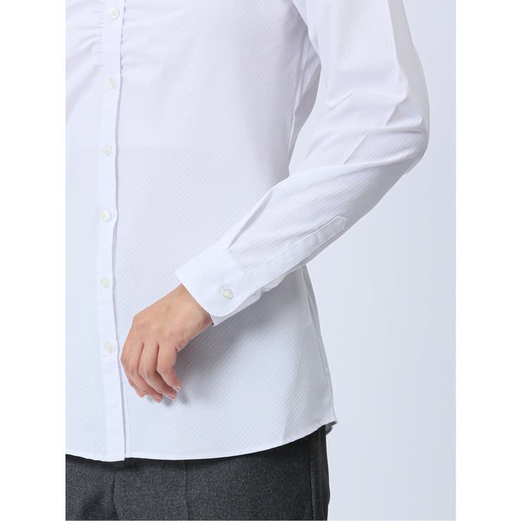 【WEB限定】形態安定ストレッチ ギャザースキッパー長袖シャツ | TAKA-Q WOMEN | 詳細画像9 