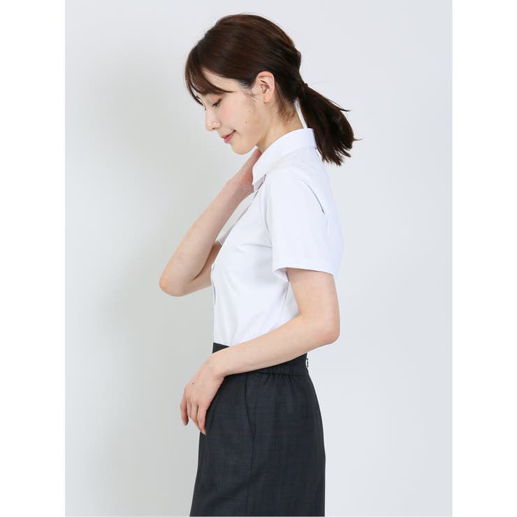 透け防止 形態安定 レギュラーカラー 半袖シャツ | TAKA-Q WOMEN | 詳細画像2 