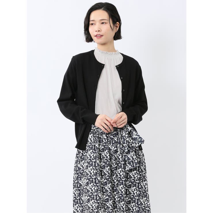 05黒 | 快適機能 クルーネック ニットカーディガン | TAKA-Q WOMEN