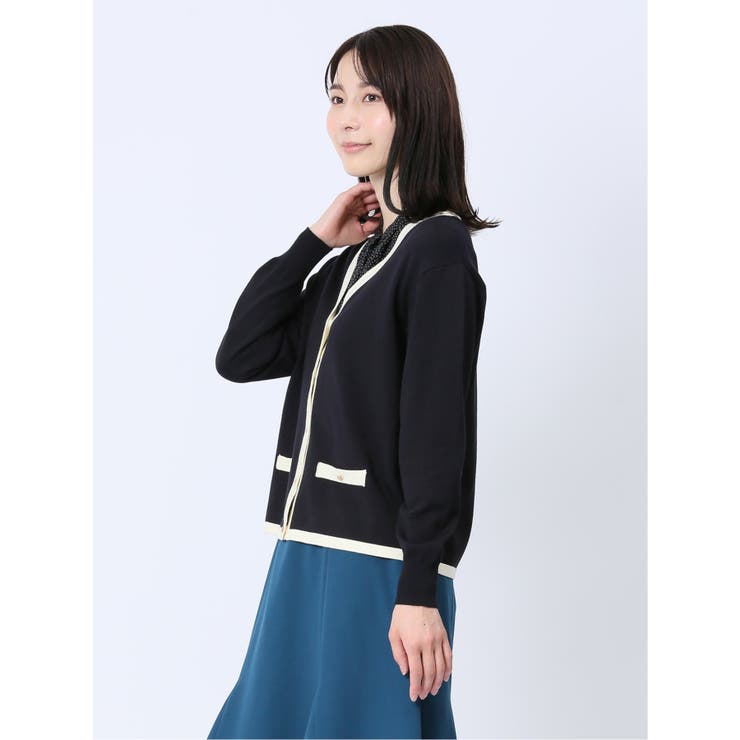 金ボタン Vネックニットカーディガン[品番：TKQJ0020312]｜TAKA-Q