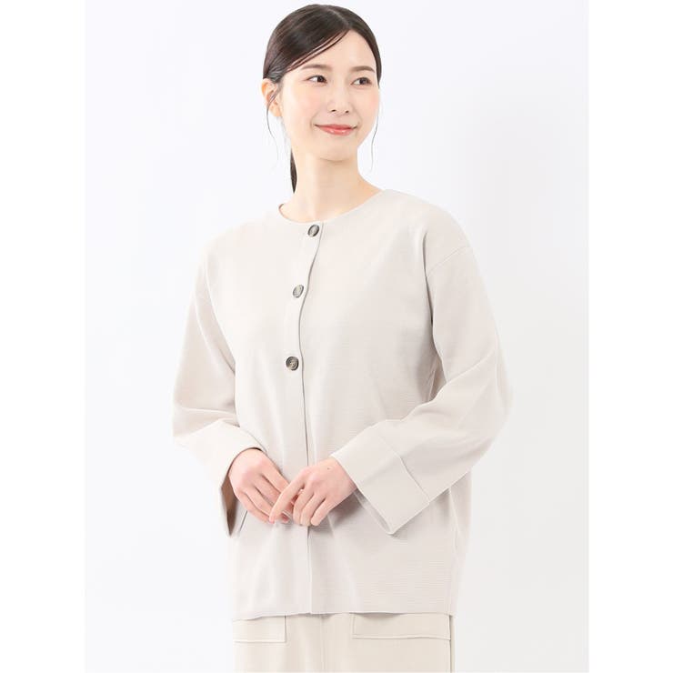 02アイボリー | ハンドウォッシャブル ミラノ クルーニットカーディガン | TAKA-Q WOMEN