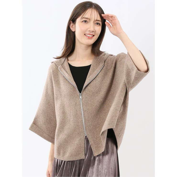 30茶 | ウォッシャブル ポンチョ風 フードコーディガン | TAKA-Q WOMEN