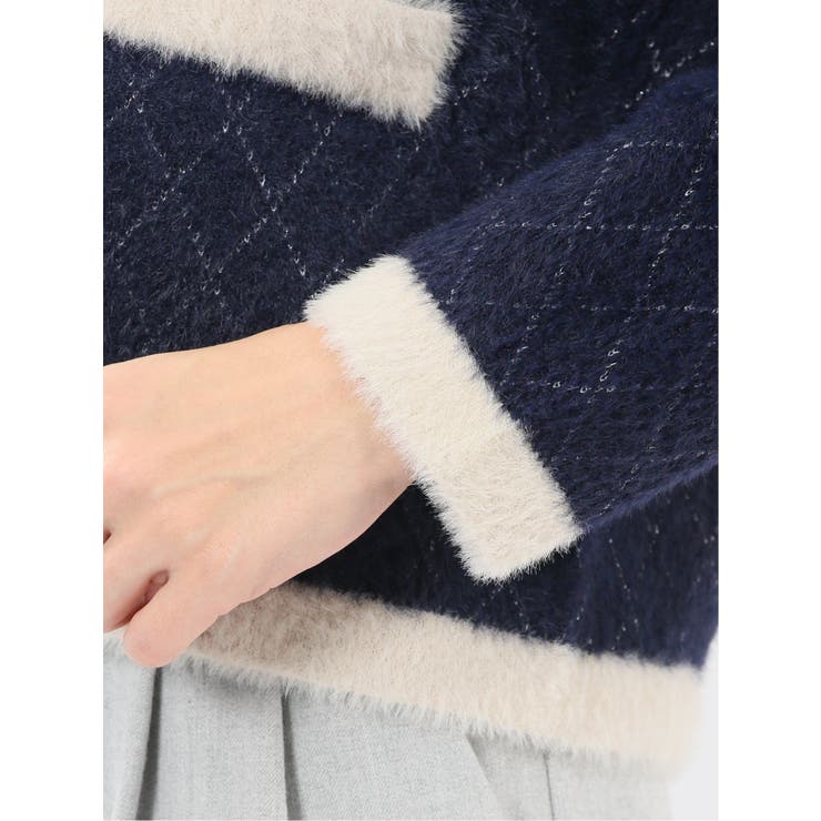 ウォッシャブル ラメ格子フェザー ニットジャケット | TAKA-Q WOMEN | 詳細画像20 