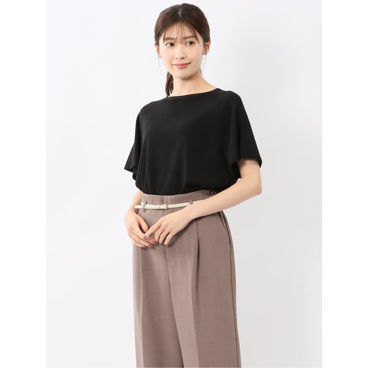 快適機能 無縫製ラグラン フレンチ袖 クルーニット | TAKA-Q WOMEN | 詳細画像1 