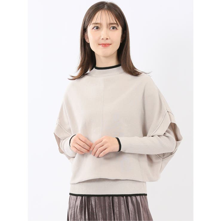 33ベージュ | ハンドウォッシャブル ドルマン&リブハイネック ニットアンサンブル | TAKA-Q WOMEN