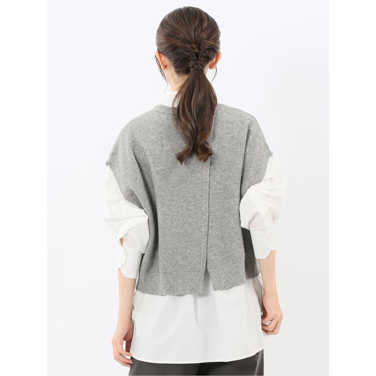 ウォッシャブル 地柄 バックスリット ニットベスト | TAKA-Q WOMEN | 詳細画像3 